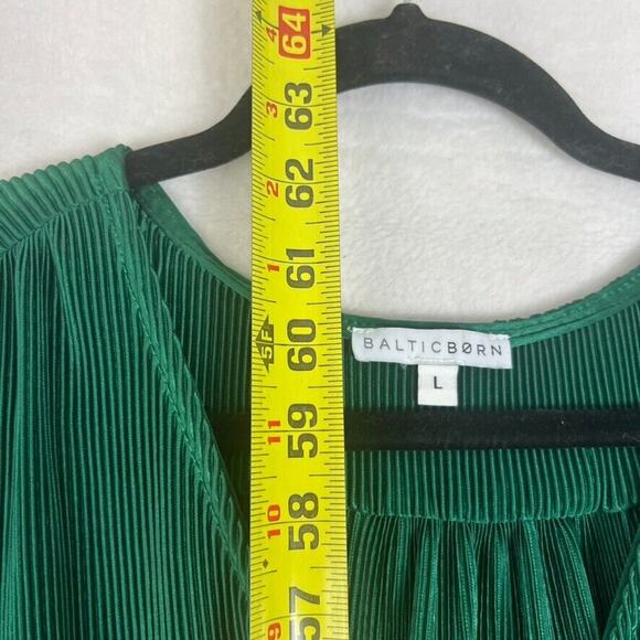 Baltic Born Dress Womens Large Green Athena Pleated Long Sleeve Maxi A Line - Picture 8 of 10